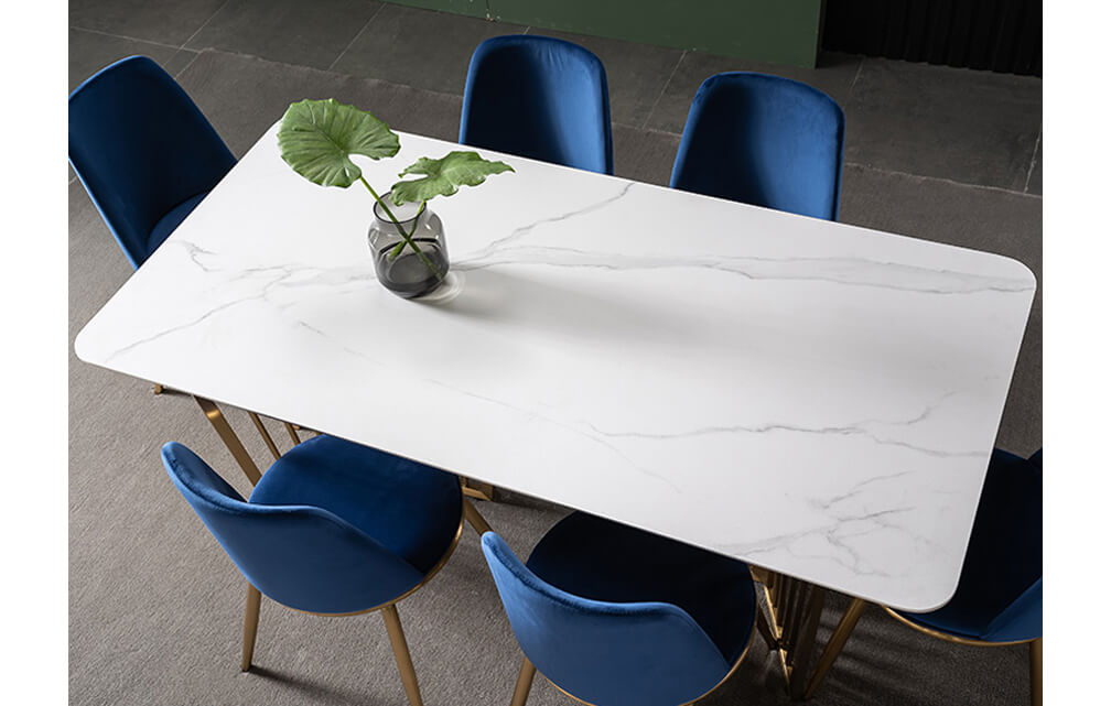 dining table-Modern luxury ceramic dining table design 6 seaters