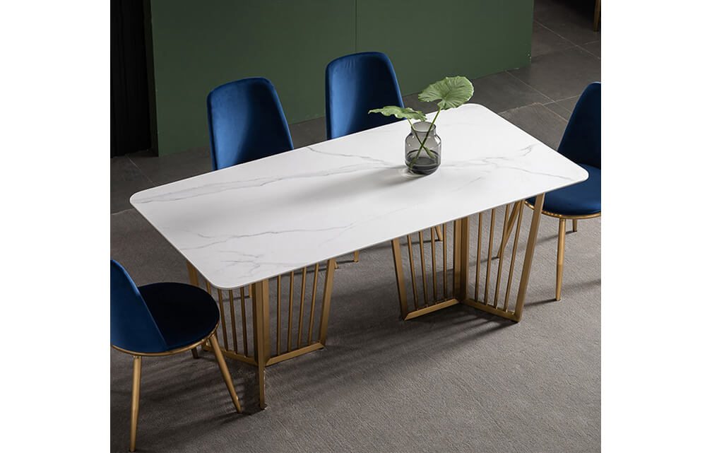 dining table-Modern luxury ceramic dining table design 6 seaters