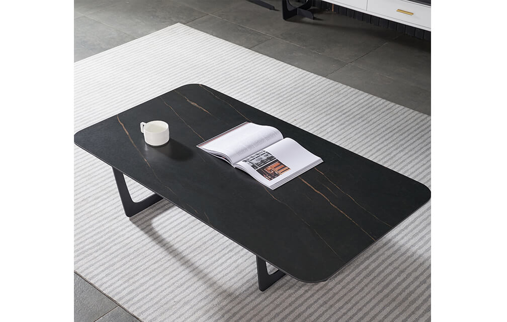 coffee table-Contemporary rectangle coffee table black sintered stone coffee table living room