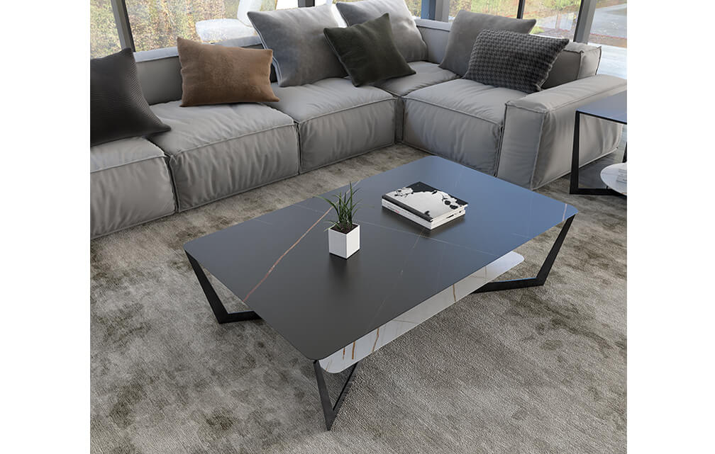 coffee table-Modern design ceramic coffee table double-layer rectangular table