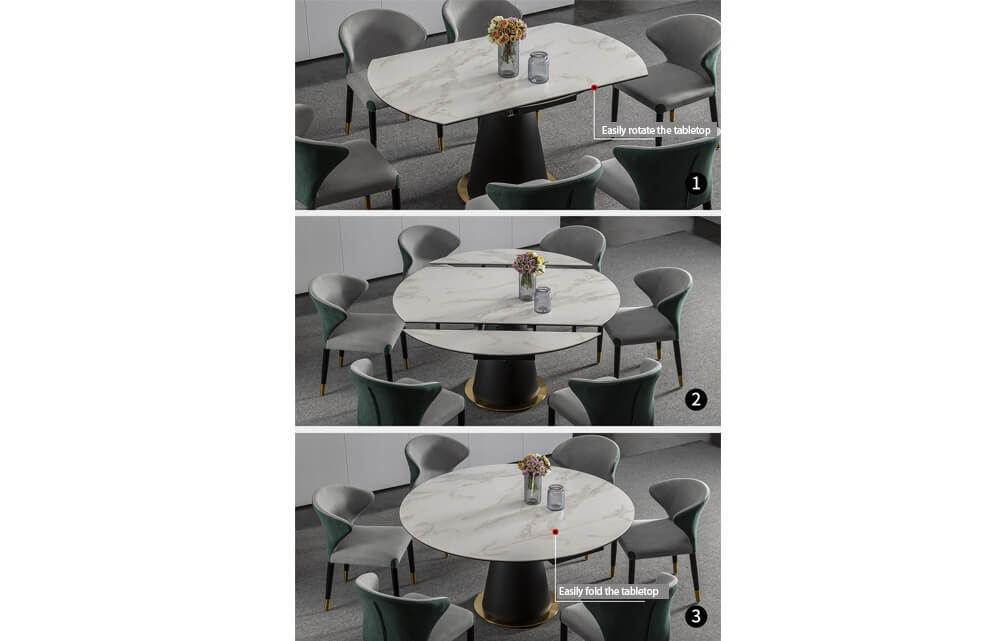 dining table-Modern simplicity  adjustable round ceramic extending  dining table