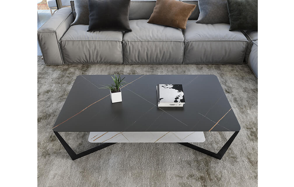 coffee table-Modern design ceramic coffee table double-layer rectangular table