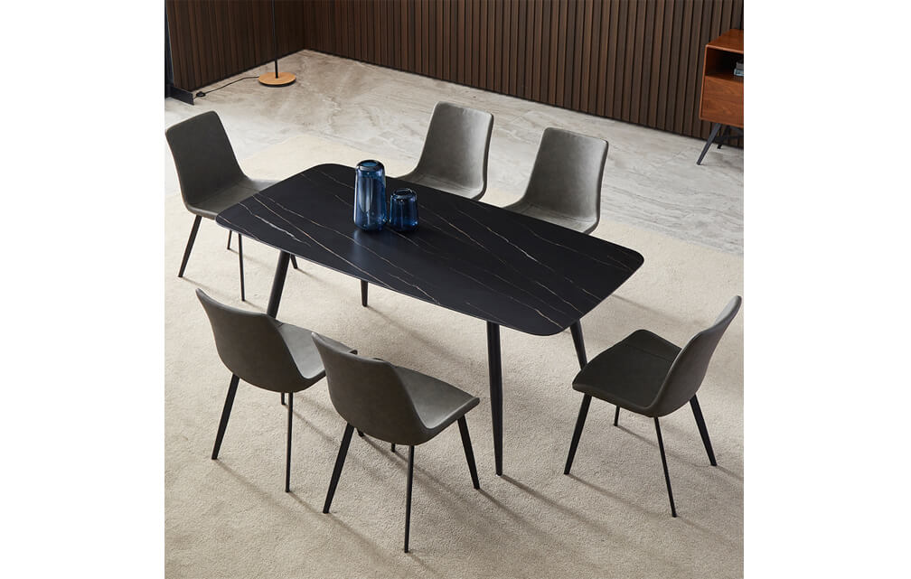 dining table -Contemporary furniture black marble design ceramic dining room table