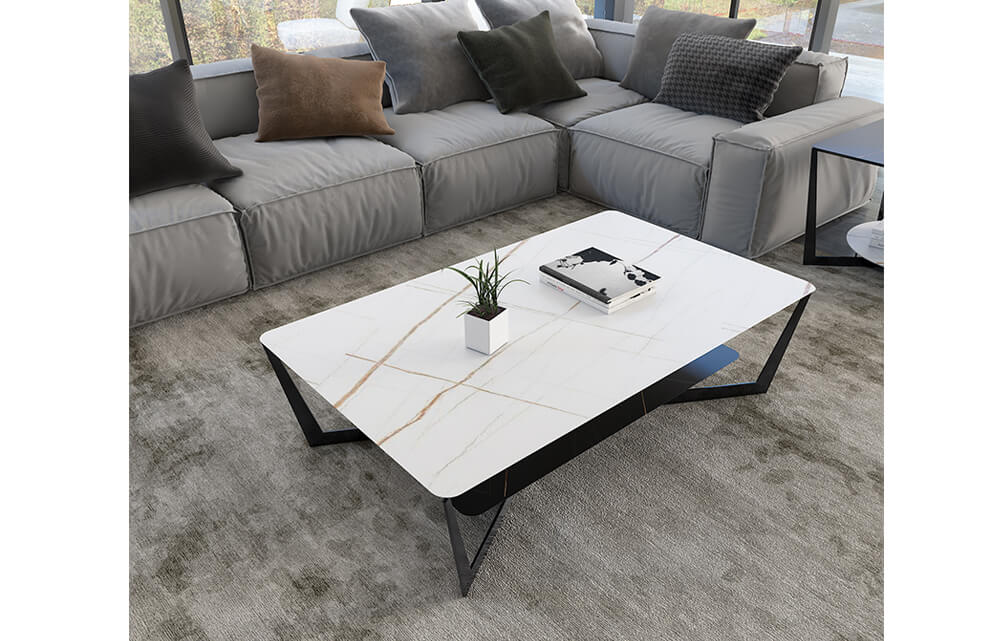 coffee table-Modern design ceramic coffee table double-layer rectangular table