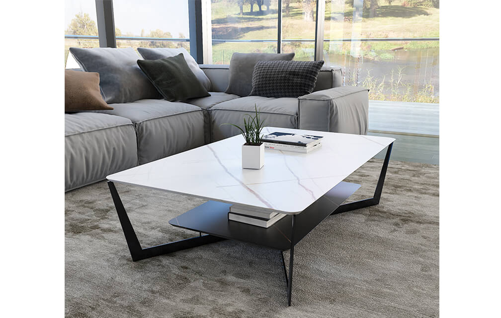 coffee table-Modern design ceramic coffee table double-layer rectangular table