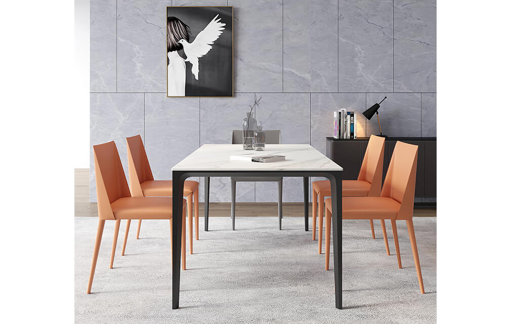 dining table -Modern home furniture 6 seater white ceramic marble dining table