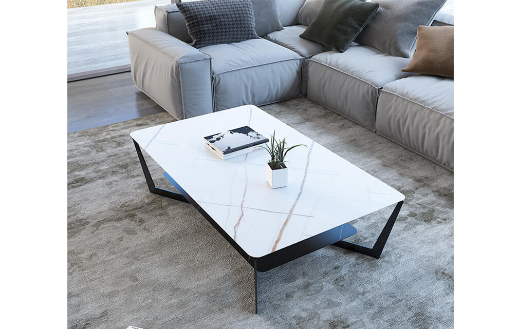 coffee table-Modern design ceramic coffee table double-layer rectangular table