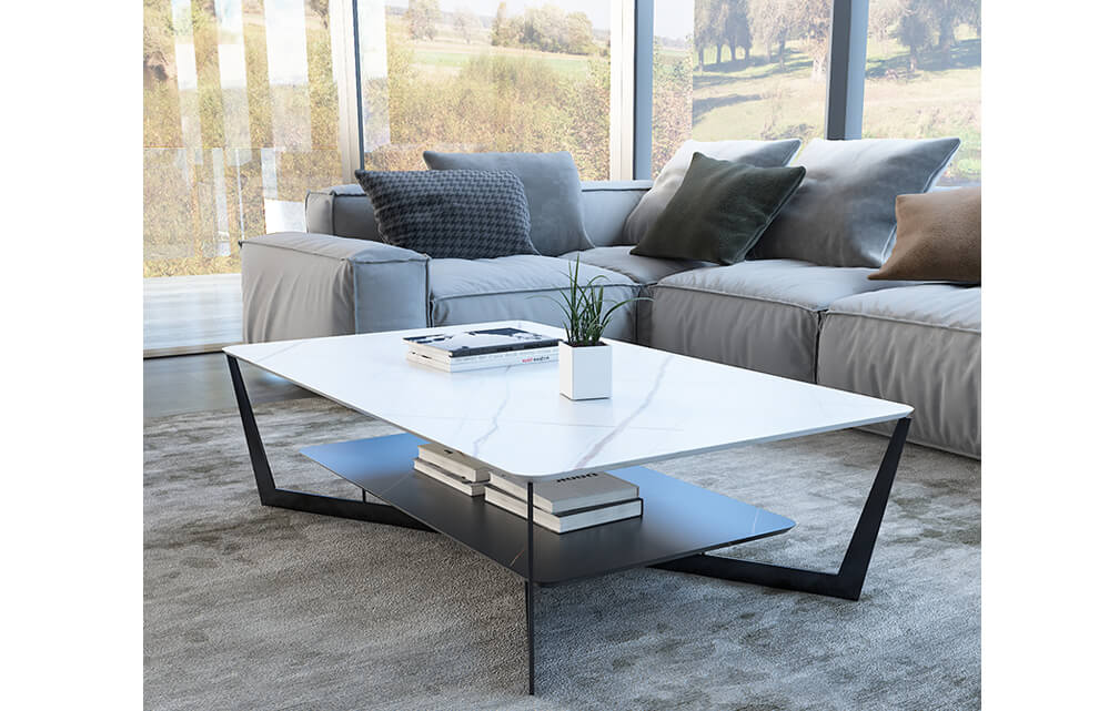 coffee table-Modern design ceramic coffee table double-layer rectangular table