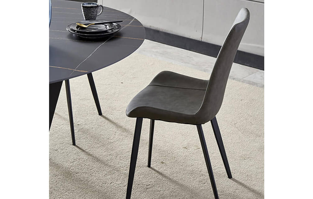 dining table-Modern 6 seater round black ceramic dining table furniture design