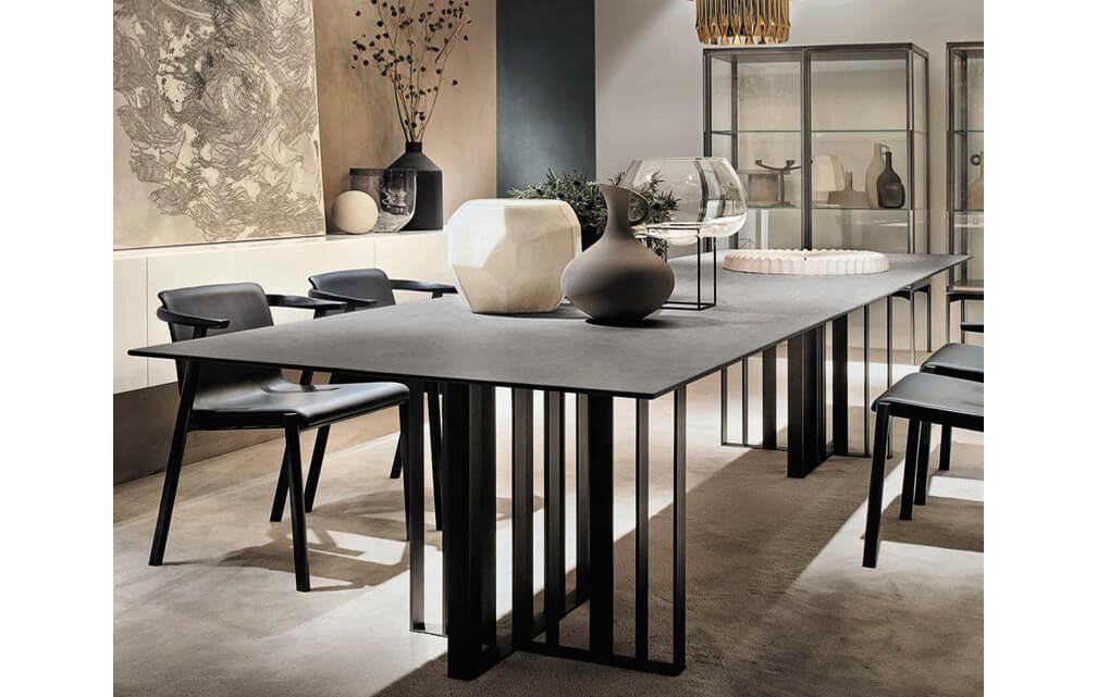 dining table-6 Seater marble effect sintered stone countertop home and furniture dining room