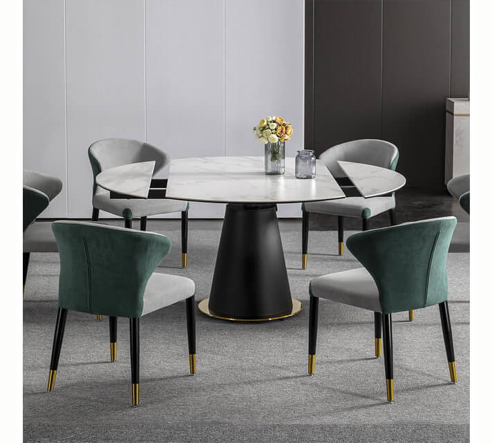 aninz Rounded Ceramic Extending Dining Table